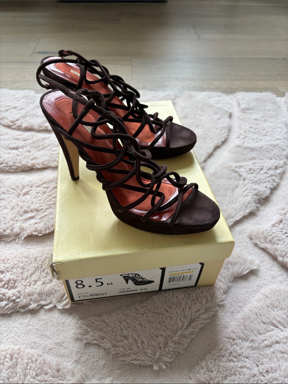 Max Studio Chocolate Brown Strappy High Heel Sandals